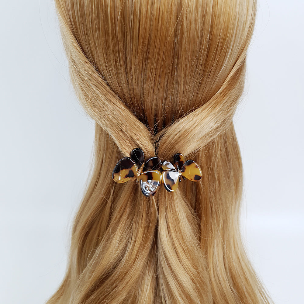 Twin Butterfly Hair Comb Pin 2.8 in – Tortoise Shell, Cubic, French Pin
