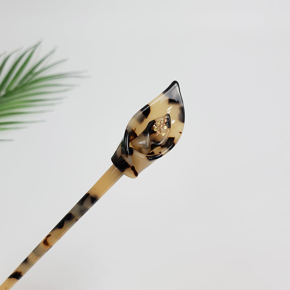Flower Bud Hair Stick – 1 Leopard Beige