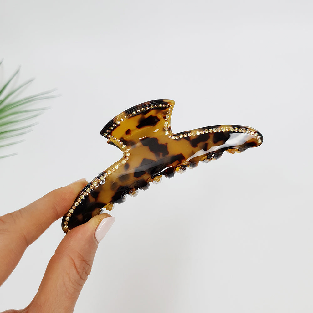 Slim Line Large Hair Claw Clip 4.5 in – Cubic, Tortoise Shell, French-style