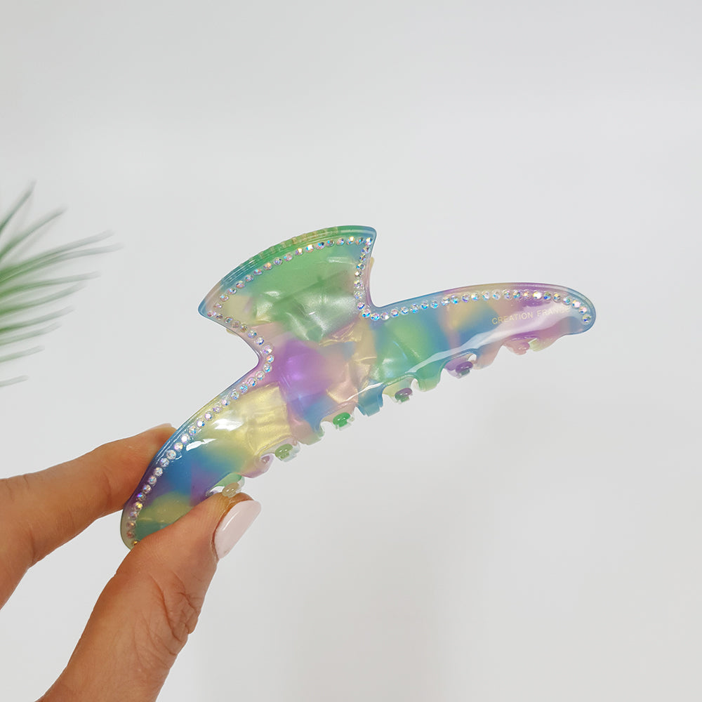 Slim Line Large Hair Claw Clip 4.5 in – 6 Green Purple