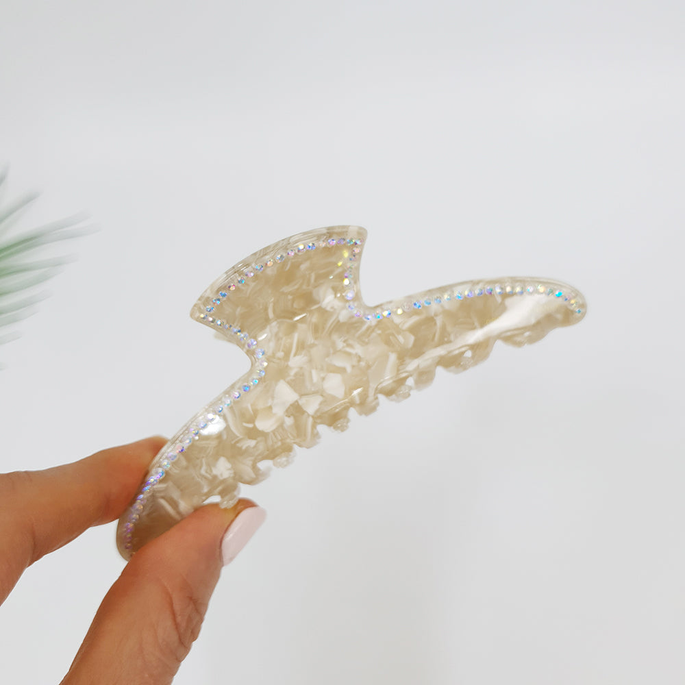 Slim Line Large Hair Claw Clip 4.5 in – 2 Marble Ivory