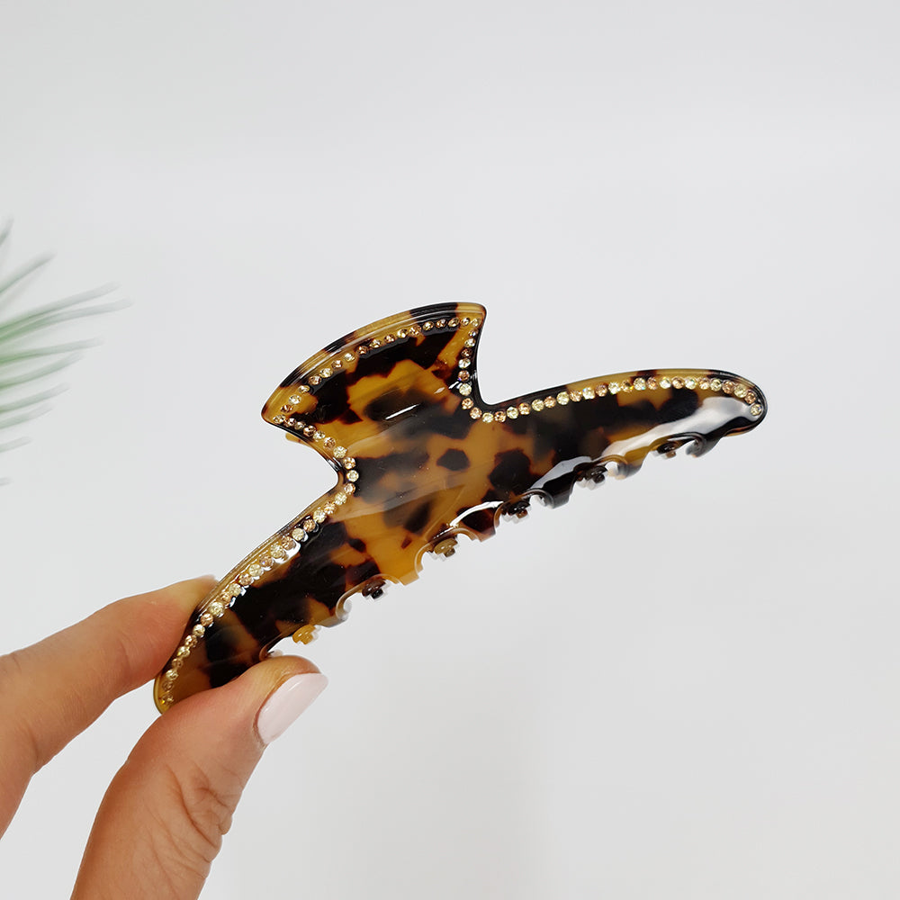 Slim Line Large Hair Claw Clip 4.5 in – 1 Leopard Brown