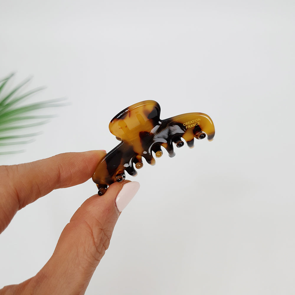 Daol Handle Mini Hair Claw Clip 2.3 in – 2 Leopard Brown