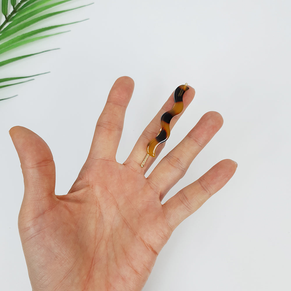 Wave Bobby Pin 2.4 in – Tortoise Shell Marble, French Pin, for Side Hair