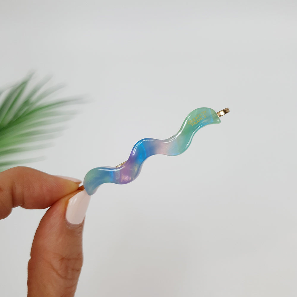 Wave Bobby Pin 2.4 in – 17 Green Purple