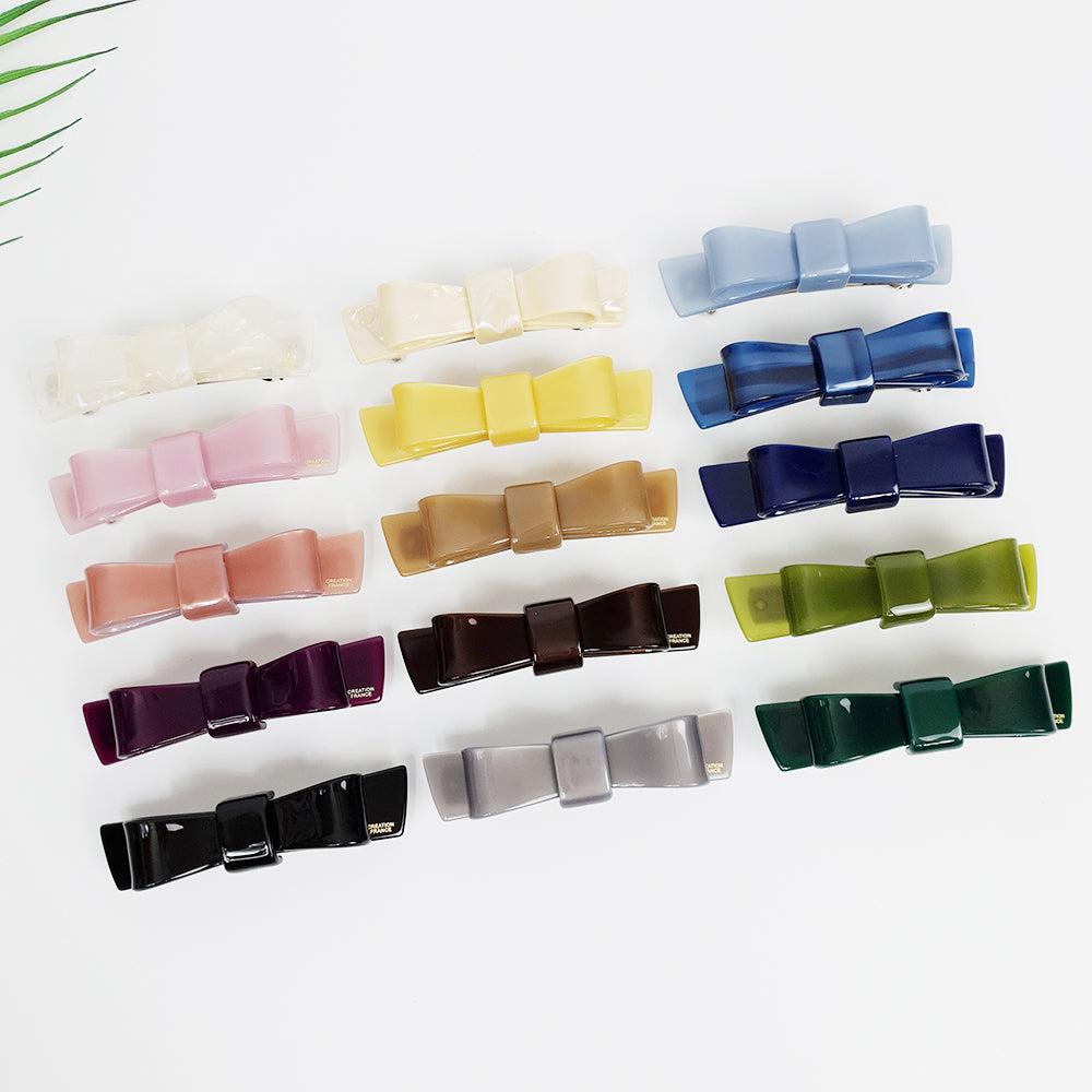 Bow Tie Hair Barrette 3.5 in – Solid, French Pin, for Half-Up Styles
