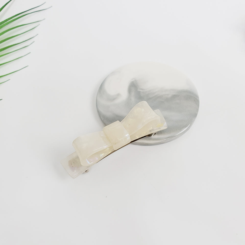 Bow Tie Hair Barrette 3.5 in – 1 Aurora White