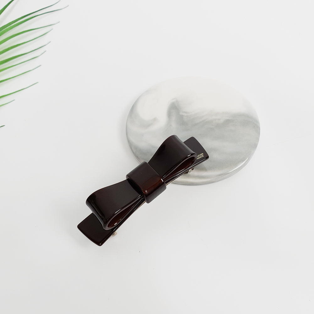 Bow Tie Hair Barrette 3.5 in – 9 Pure Chic Brown