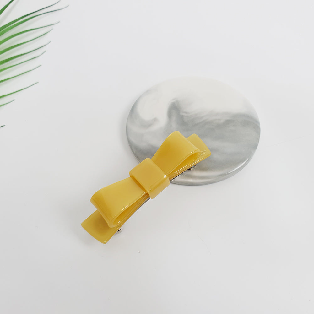 Bow Tie Hair Barrette 3.5 in – 7 Pure Mustard