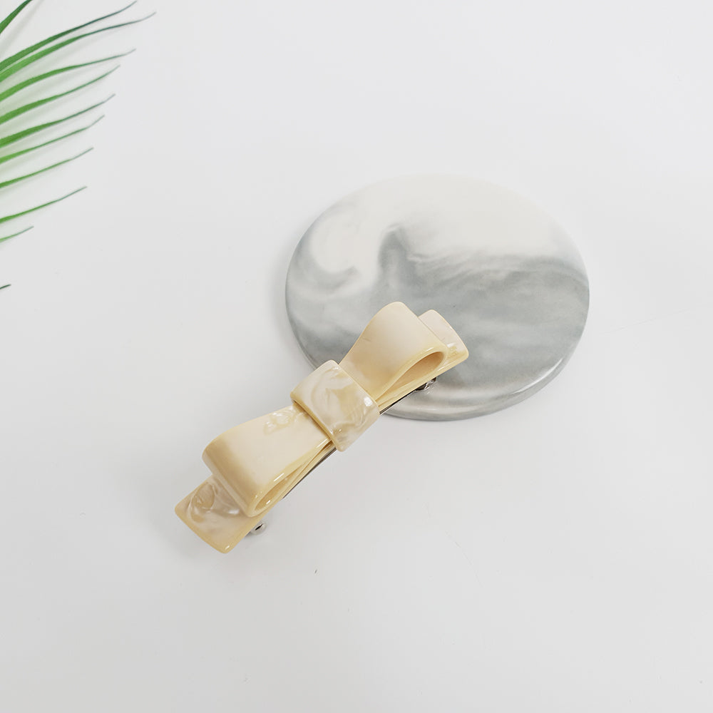 Bow Tie Hair Barrette 3.5 in – 6 Cream Beige
