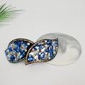 Crystal Leaf Long Hair Barrette 4.3 in – 5 Blue White