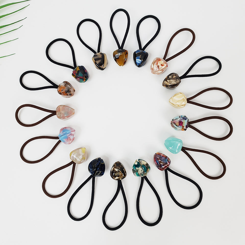 Tulip Hair Tie 0.8 in – Tortoise Shell Marble & Solid, French-style