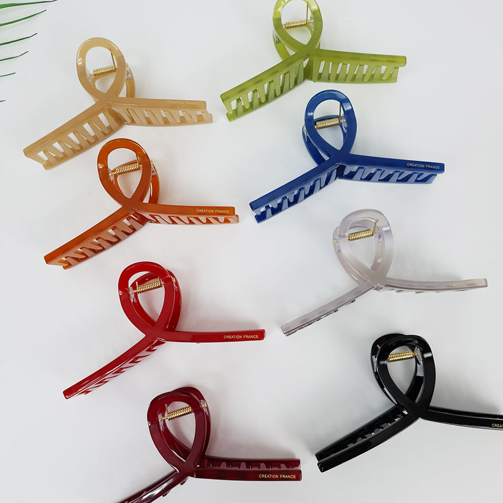Slim Twist Large Hair Claw Clip 4.3 in – Solid, French-style, for Updos