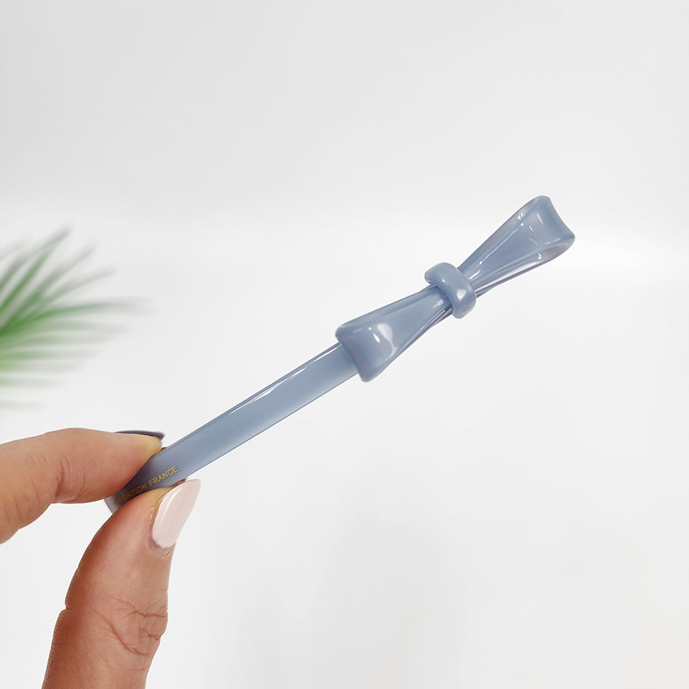 Side Ribbon Long Hair Barrette 4.3 in – 19 Pure Light Blue
