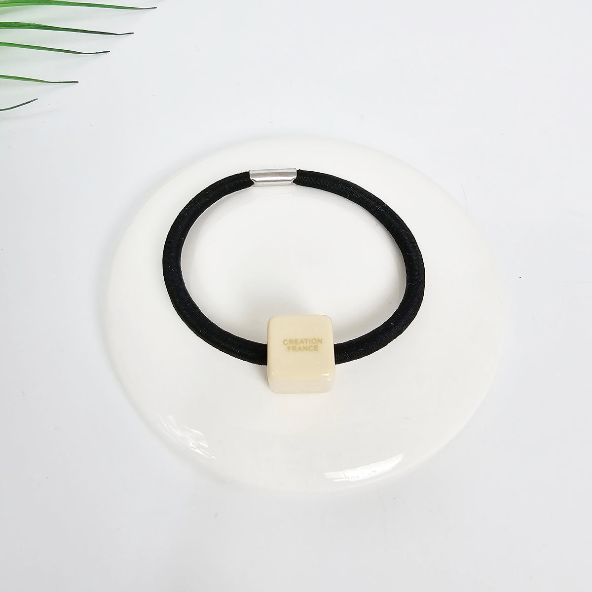 Cube Hair Tie 0.6 in – 6 Pastel Ivory