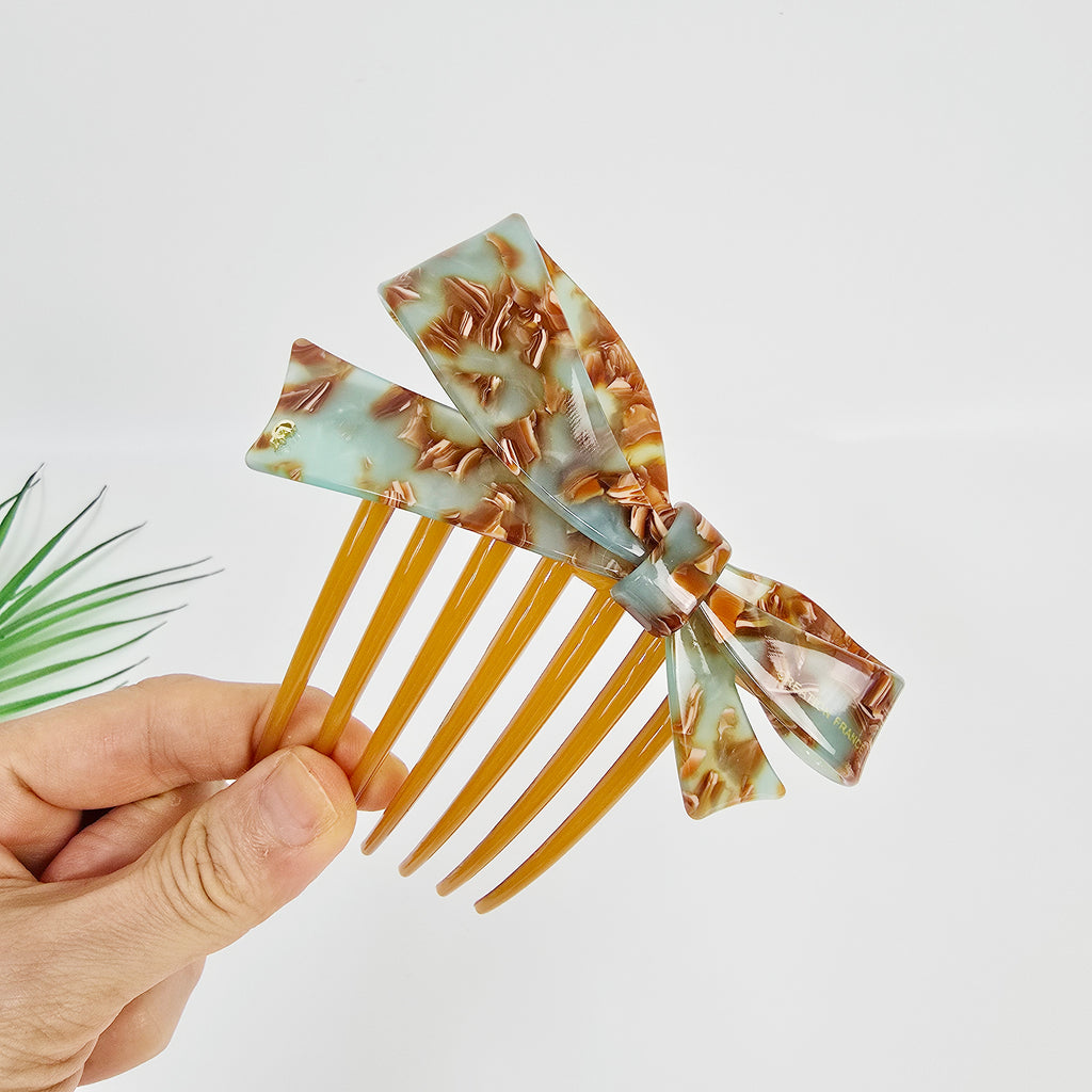 Big Ribbon Long Leg Hair Comb Pin 4.3 in – Pastel, French Pin, for Updos