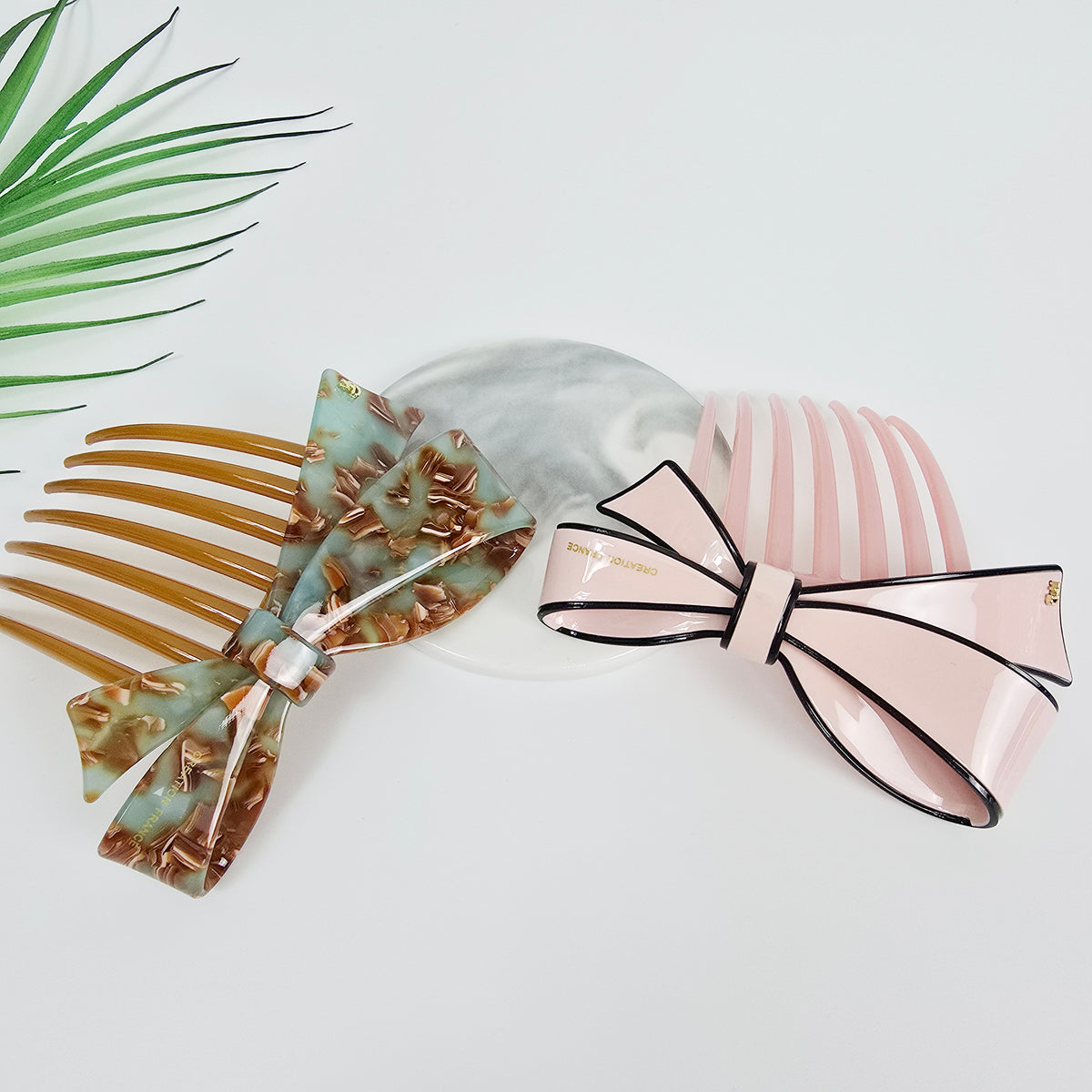 Big Ribbon Long Leg Hair Comb Pin 4.3 in – Pastel, French Pin, for Updos