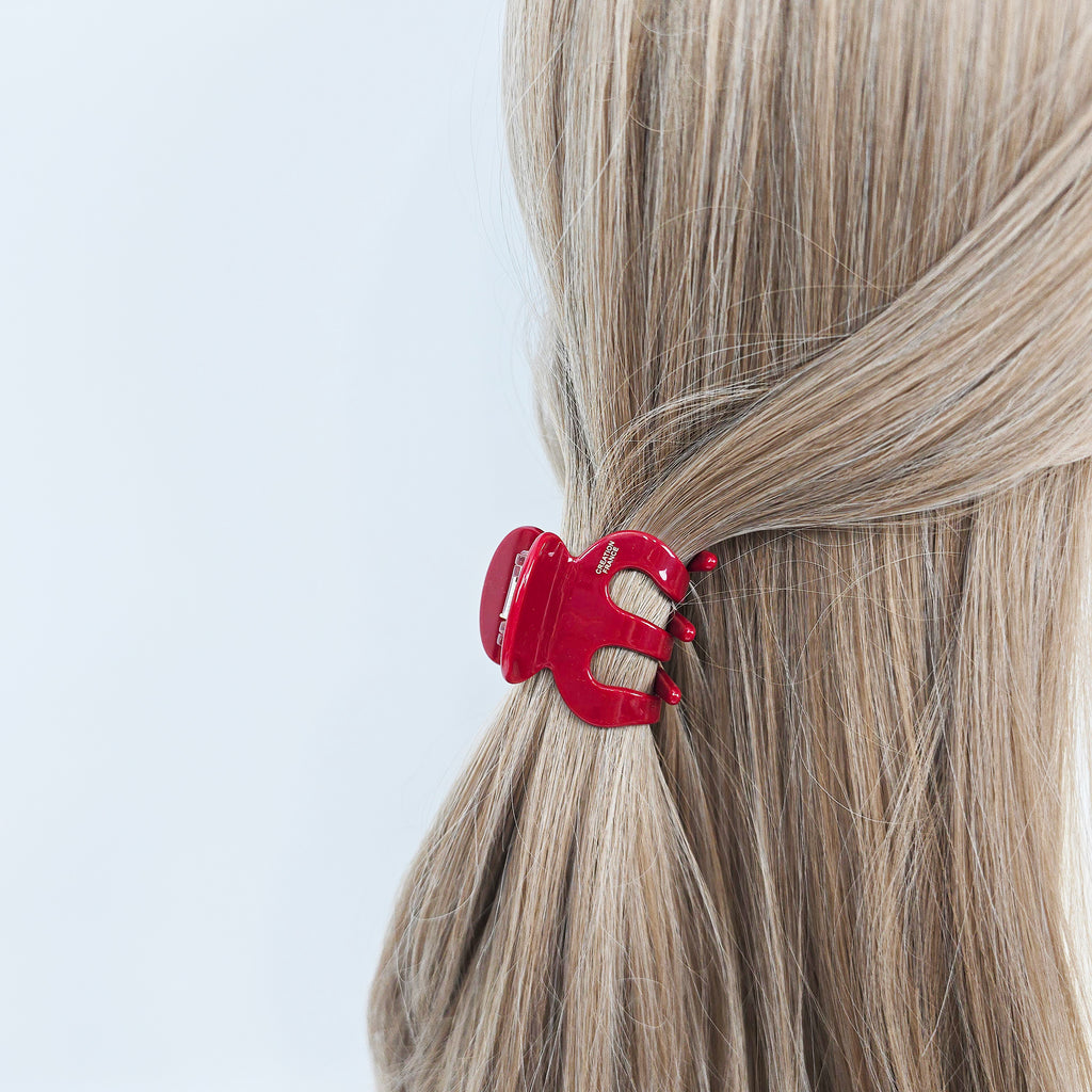 Pebble & Hook Mini Hair Claw Clip 1.8 in – Pastel Red, French-style