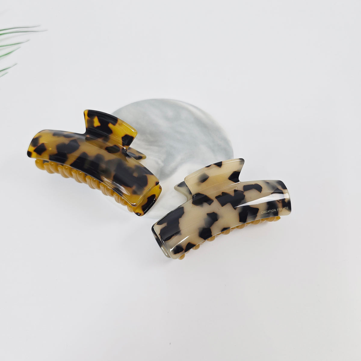 Curved Square Small Hair Claw Clip 3.1 in – Tortoise Shell, Double Clip