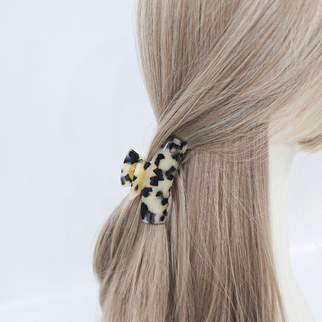 Curved Square Small Hair Claw Clip 3.1 in – Tortoise Shell, Double Clip