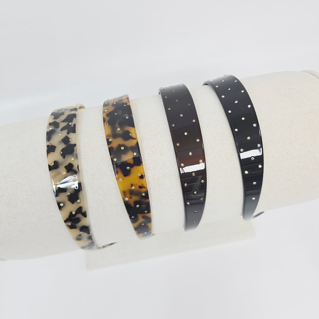 Curved Thin Headband 0.9 in wide – Tortoise Shell, Cubic, French-style