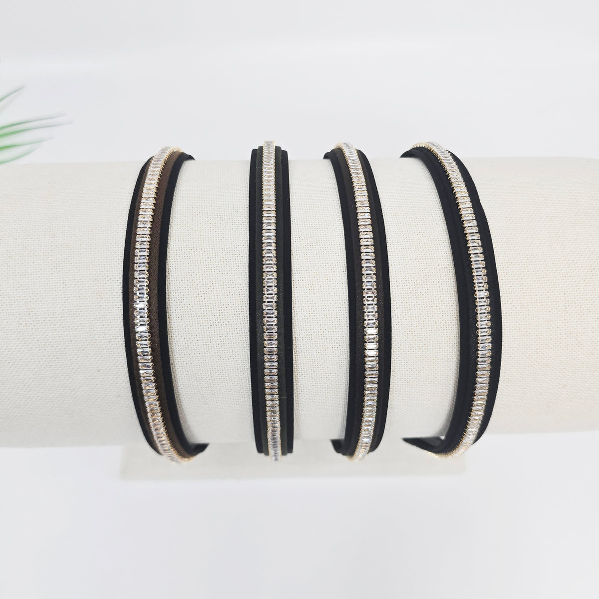 Baguette Crystal Thin Headband 0.6 in wide – Cubic Line, French-style
