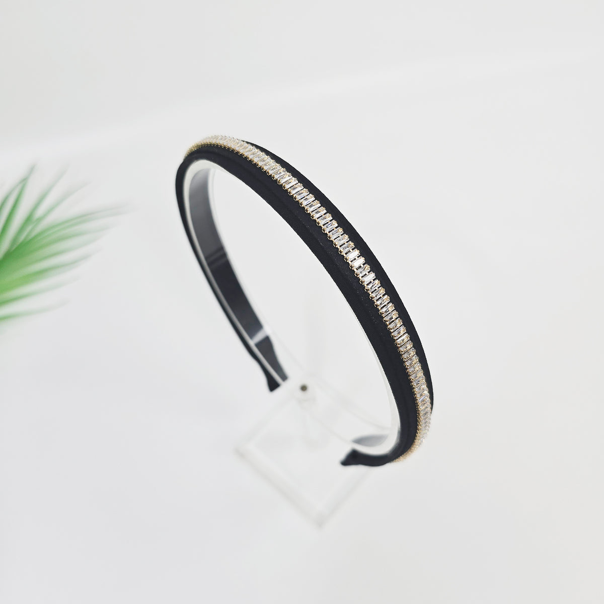 Baguette Crystal Thin Headband 0.6 in wide – Cubic Line, French-style