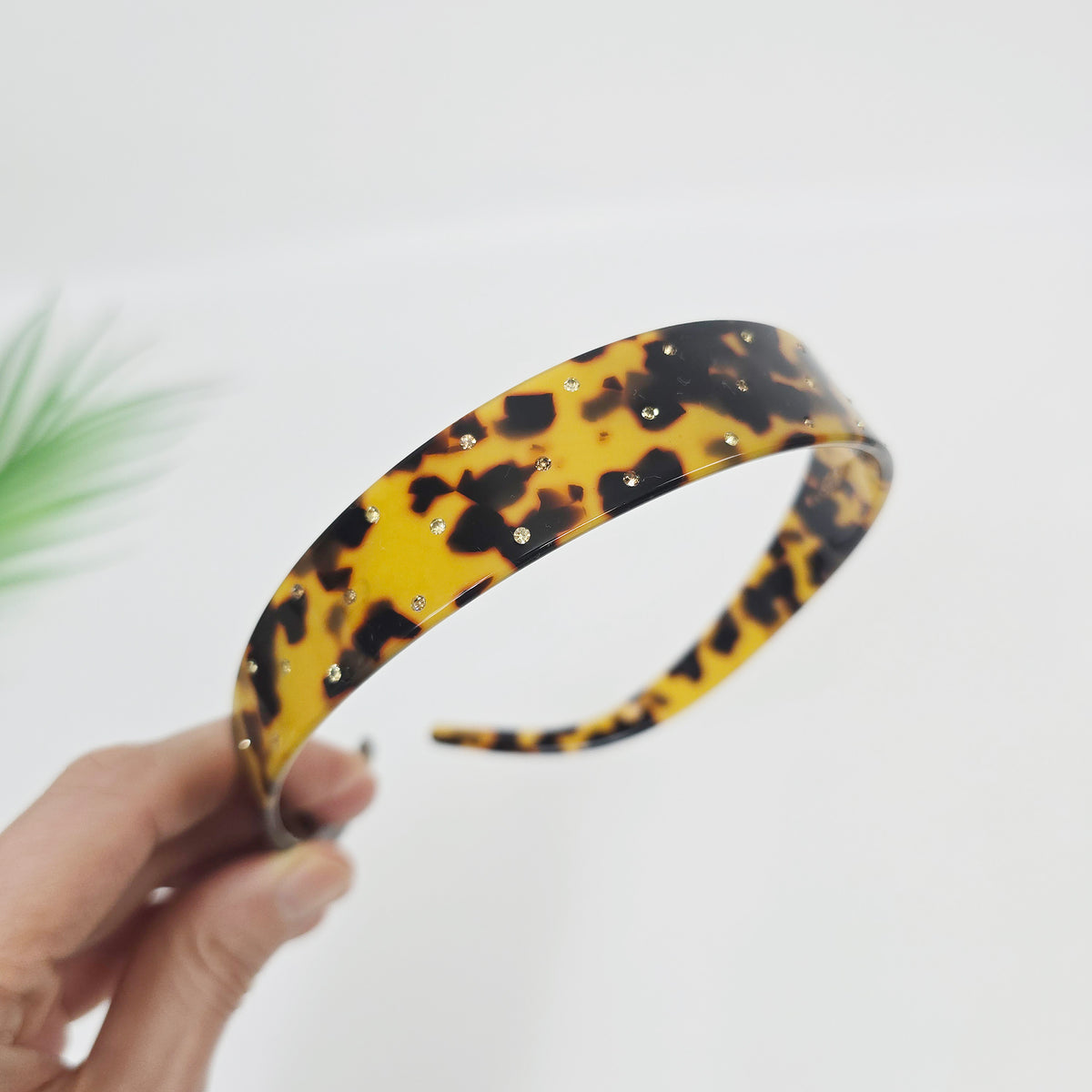 Curved Thin Headband 0.9 in wide – 2 Leopard Brown