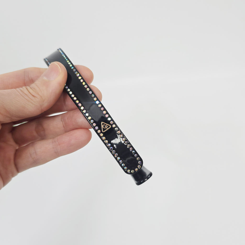 Rhinestone Line Thin Headband 0.8 in wide – Tortoise Shell & Solid, Cubic