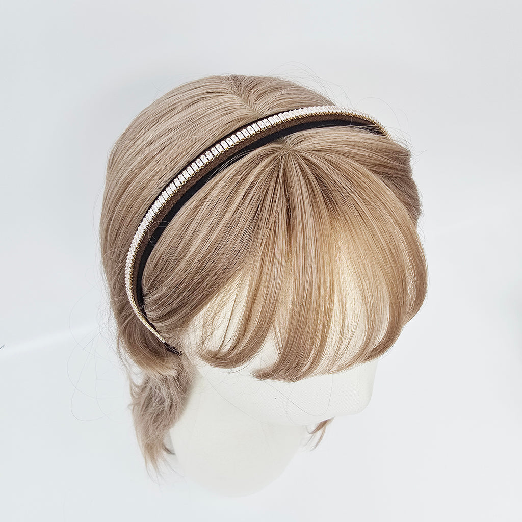 Baguette Crystal Thin Headband 0.6 in wide – Cubic Line, French-style