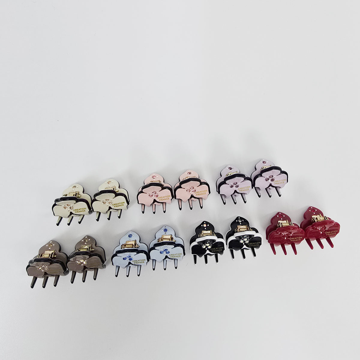 Cubic Flower Extra Mini Hair Claw Clips Set of 2 0.7 in – Solid, for Bangs