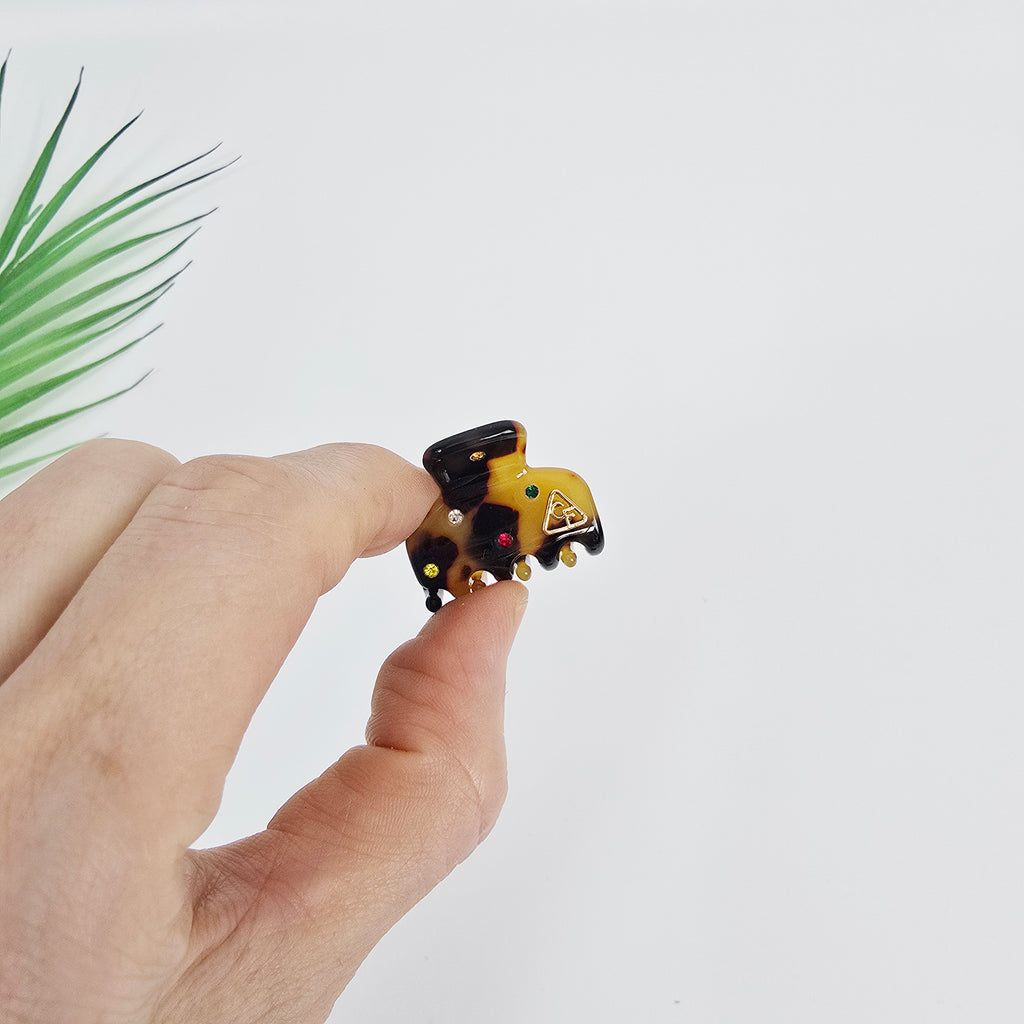 Cubic Dot Extra Mini Hair Claw Clip 1.0 in – Tortoise Shell, French-style
