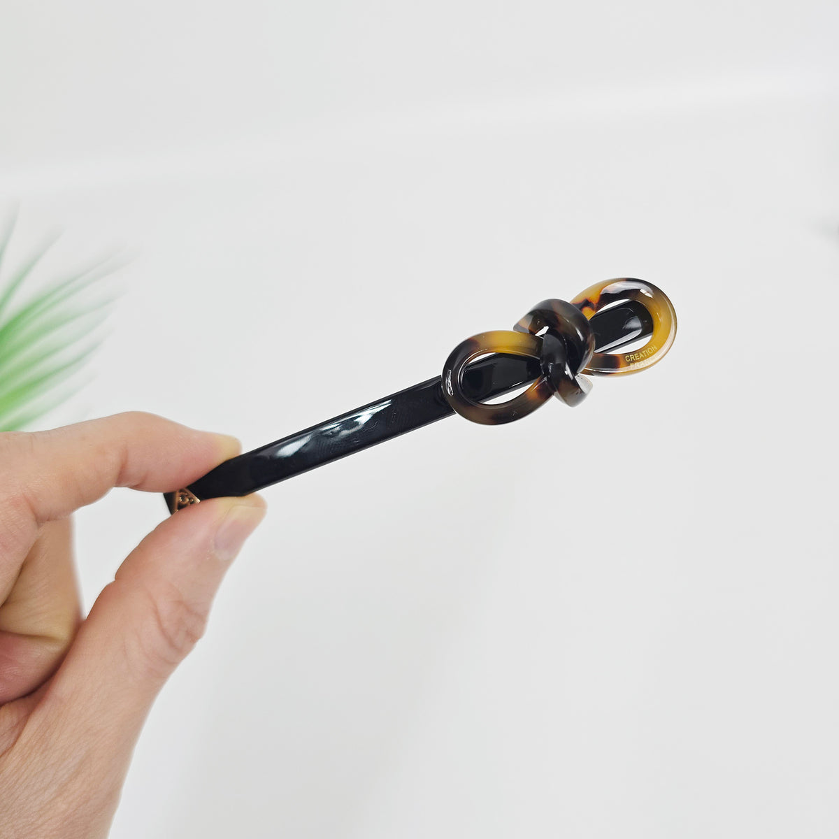 Knot Bow Long Hair Barrette 4.3 in – Tortoise Shell, Solid, French Pin