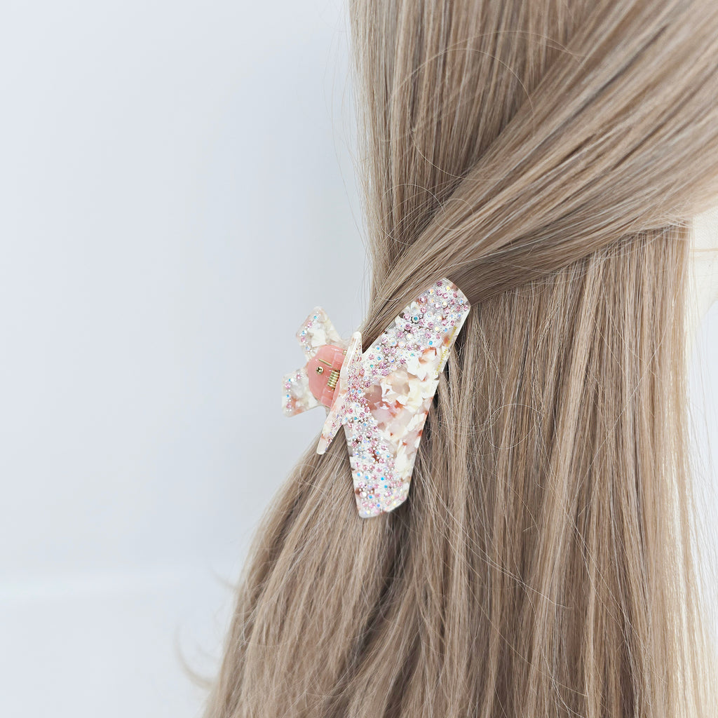 Shine Bow Medium Hair Claw Clip 3.5 in – Cubic, Tortoise Shell, Marble