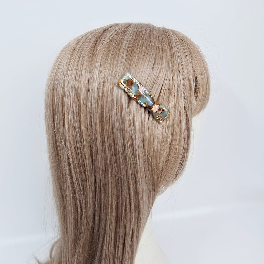 Bow Tie Cubic Slim Hair Comb Pin 2.4 in – Tortoise Shell, Art, French Pin