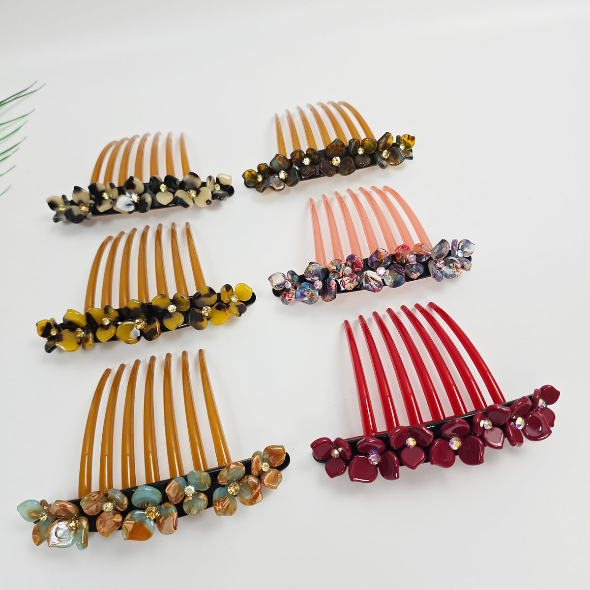 Rose Bloom Long Leg Hair Comb Pin 4.3 in – Cubic, French Pin, for Updos