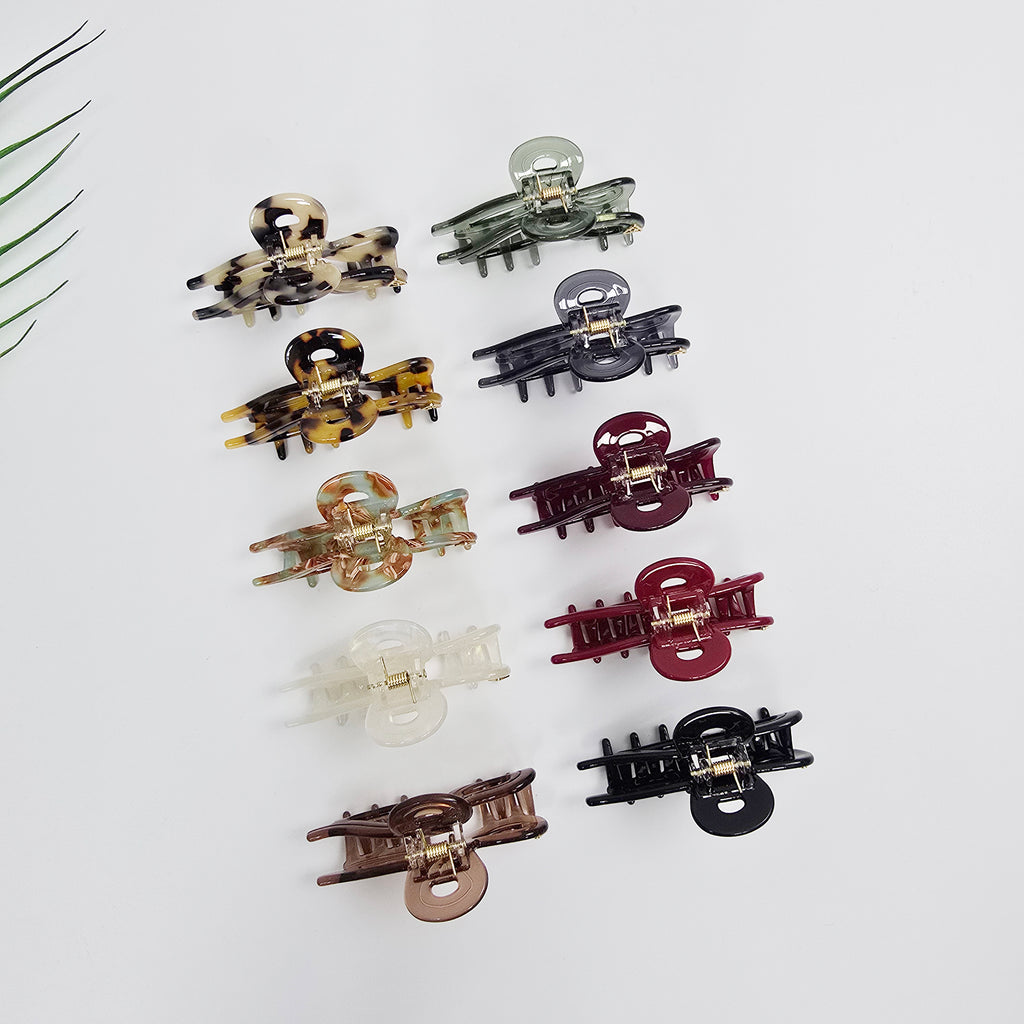 Lua Wave Small Hair Claw Clip 2.6 in – Tortoise Shell, Clear, French-style