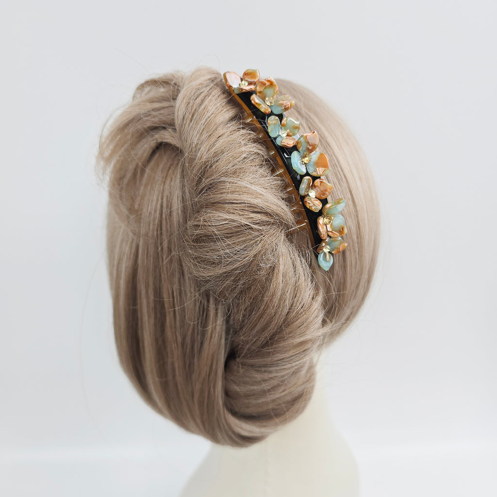 Rose Bloom Long Leg Hair Comb Pin 4.3 in – Cubic, French Pin, for Updos