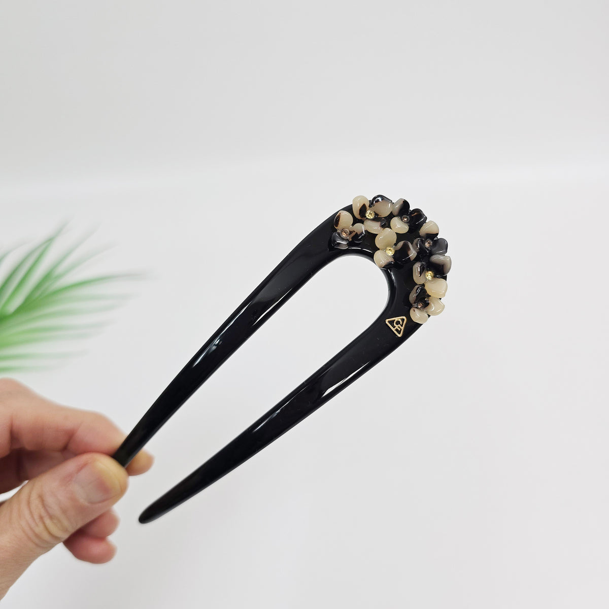 Flower Garden Long U-Shape Hair Stick 5.3 in – Cubic Stone, French Pin
