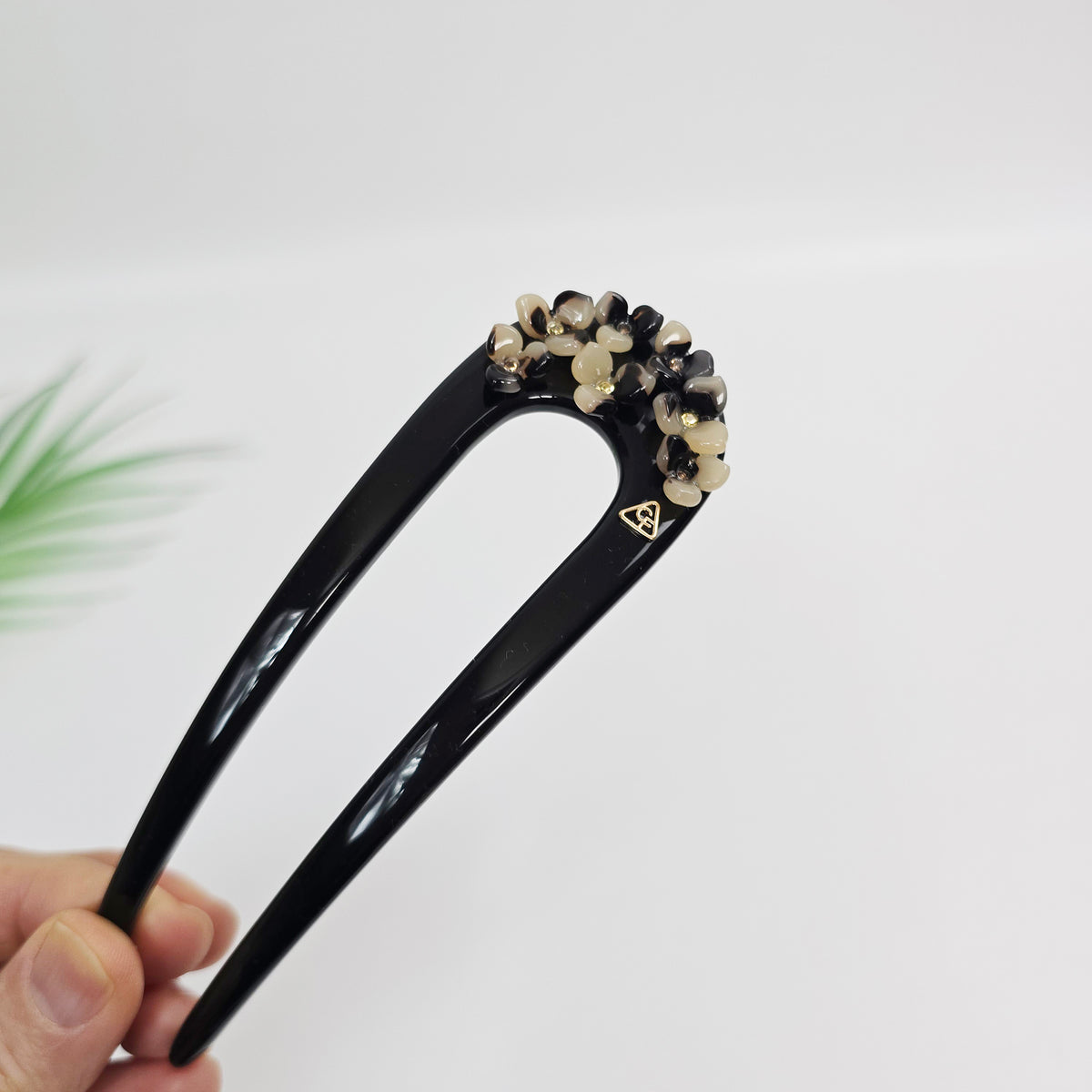 Flower Garden Long U-Shape Hair Stick 5.3 in – Cubic Stone, French Pin