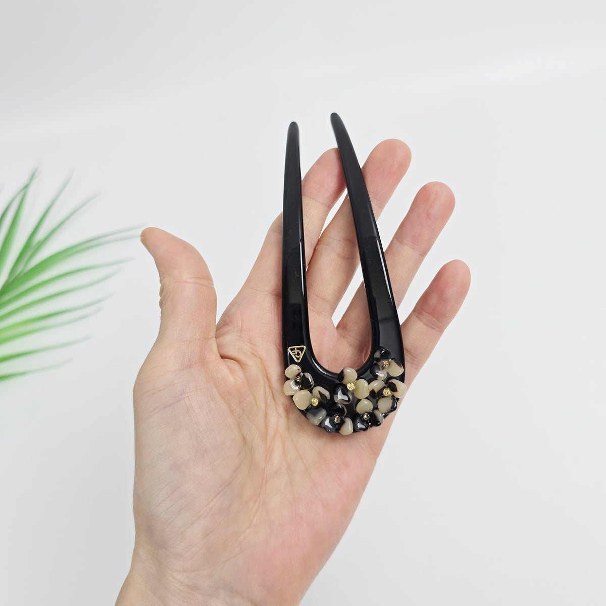 Flower Garden Long U-Shape Hair Stick 5.3 in – Cubic Stone, French Pin
