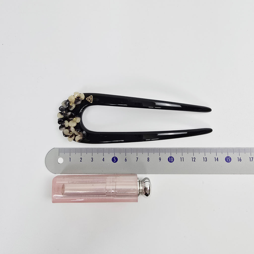 Flower Garden Long U-Shape Hair Stick 5.3 in – Cubic Stone, French Pin