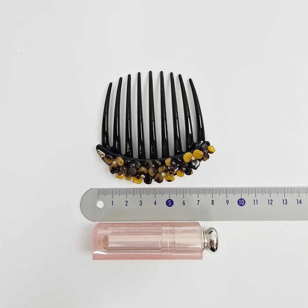 Midnight Bloom Hair Comb Pin 3.1 in – Cubic, Flower, Pastel, French Pin