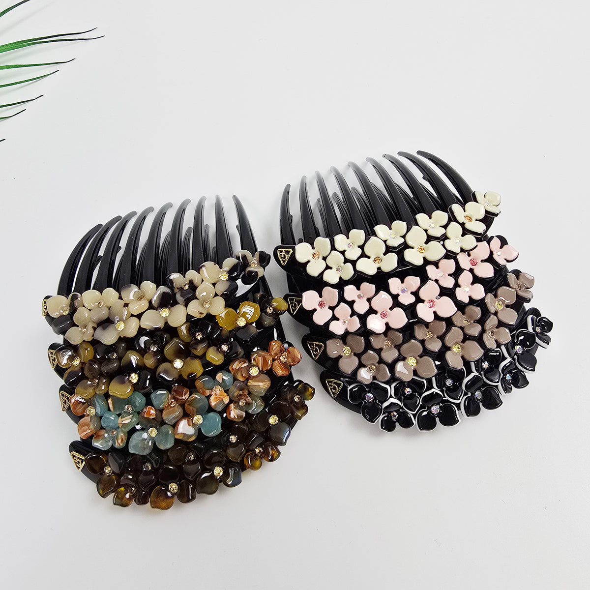 Midnight Bloom Hair Comb Pin 3.1 in – Cubic, Flower, Pastel, French Pin