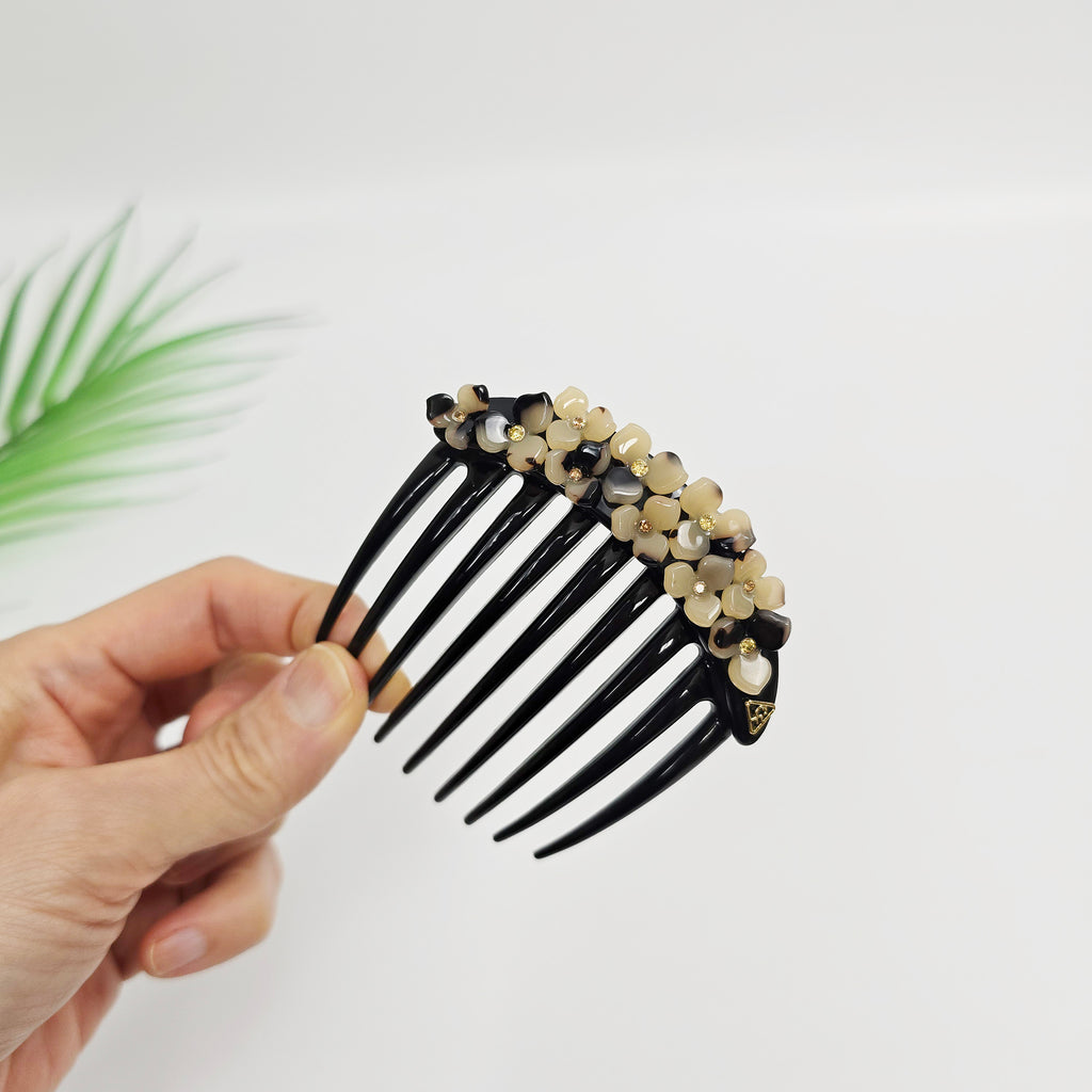 Midnight Bloom Hair Comb Pin – 1 Leopard Beige