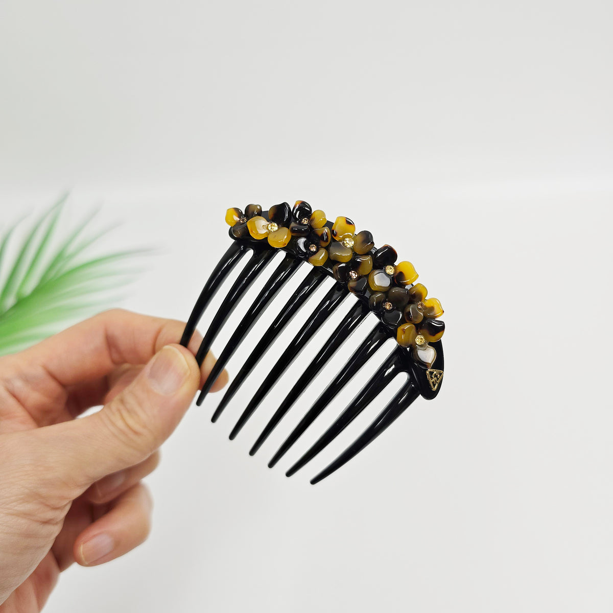 Midnight Bloom Hair Comb Pin – 2 Leopard Brown