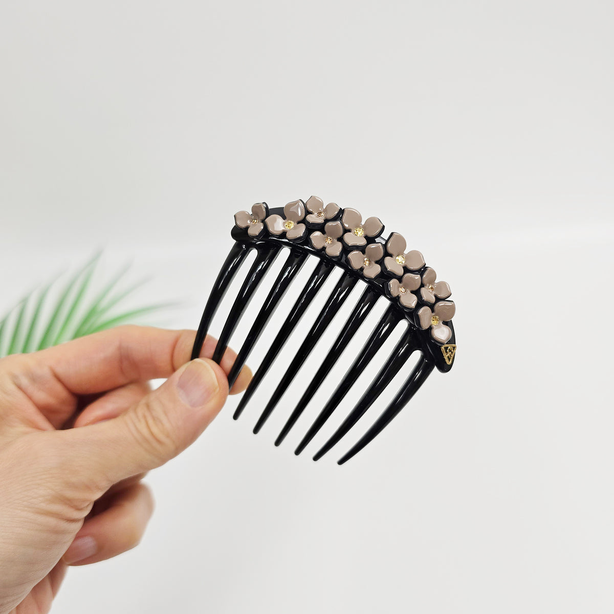 Midnight Bloom Hair Comb Pin – 7 Pastel Choco Brown