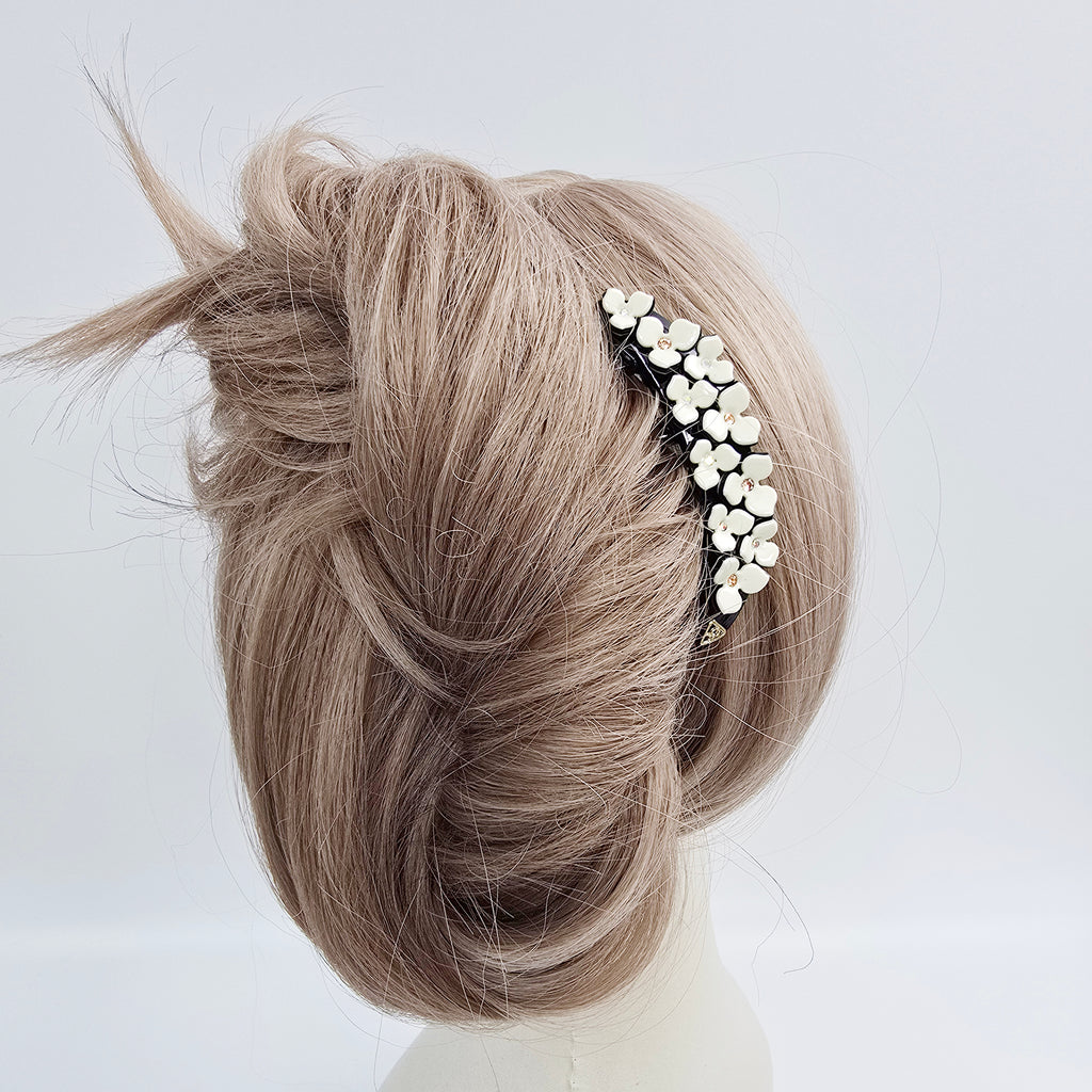 Midnight Bloom Hair Comb Pin 3.1 in – Cubic, Flower, Pastel, French Pin