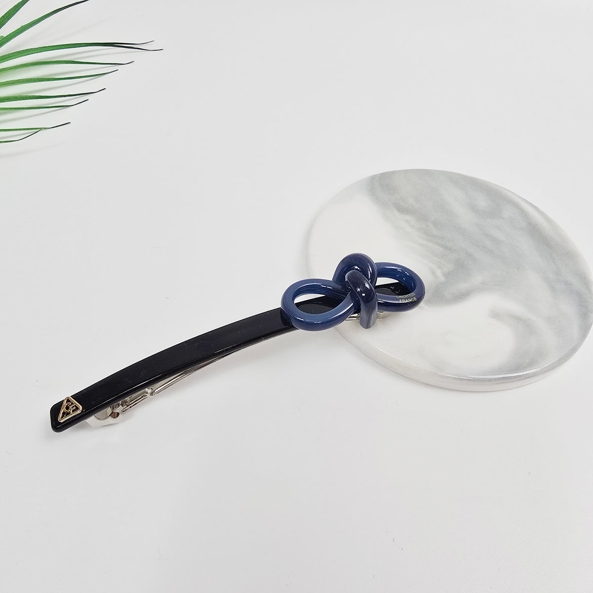 Knot Bow Long Hair Barrette 4.3 in – Tortoise Shell, Solid, French Pin