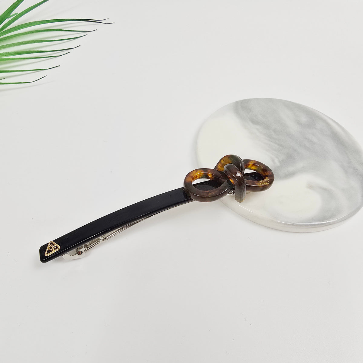 Knot Bow Long Hair Barrette 4.3 in – Tortoise Shell, Solid, French Pin